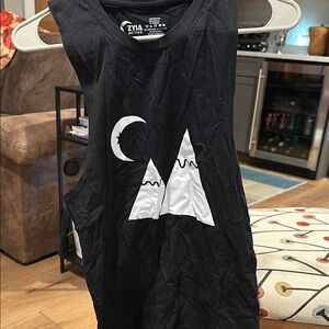Zyia Active Black Tank Top with Mountain Design